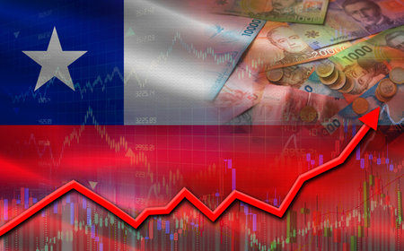 Chile economic growth on financial graph. Chile financial growth on market graphの写真素材