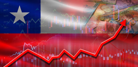 Chile financial growth on market graph. Chile economic growth on financial graphの写真素材