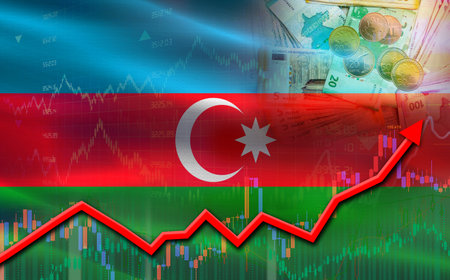 Azerbaijan economic growth on financial graph. Azerbaijan financial growth on market graphの写真素材