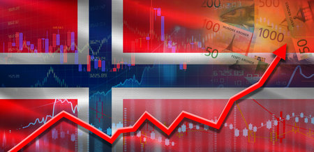 Norway financial growth on market graph. Norway economic growth on financial graphの写真素材