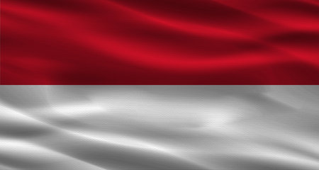 Monaco flag with fabric texture. Realistic flag of Monaco wavingの写真素材