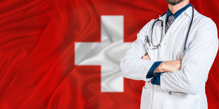 Switzerland national health system. Switzerland health and medical insurance conceptの写真素材