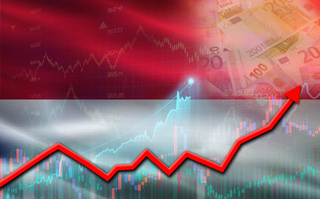 Monaco economic growth on financial graph. Monaco financial growth on market graphの写真素材
