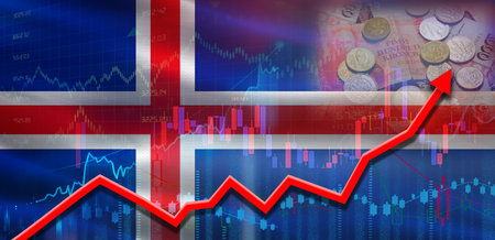 Iceland financial growth on market graph. Iceland economic growth on financial graphの写真素材