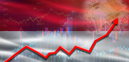 Monaco financial growth on market graph. Monaco economic growth on financial graphの写真素材