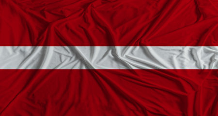 Austrian flag with fabric texture background. National flag of Austria with cloth texture