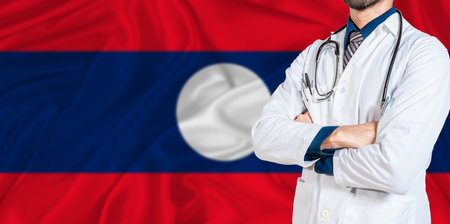Laos national health system. Laos health and medical insurance conceptの写真素材