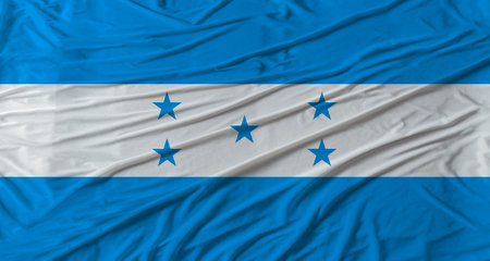 Honduran flag waving. Flag of Honduras with cloth textureの写真素材