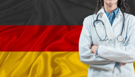 Medical professional on Germany flag. Healthcare and wellness in Germany, Conceptの写真素材