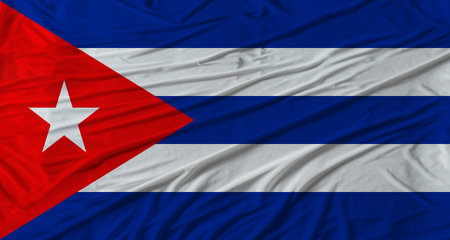 Cuban flag waving. Flag of Cuba with cloth textureの写真素材