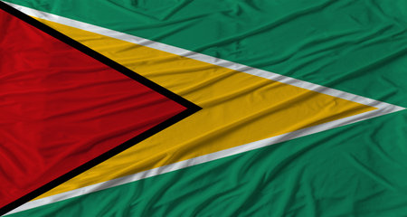 Guyanese flag waving. Flag of Guyana with cloth textureの写真素材