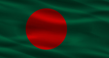 Bangladesh flag with fabric texture Realistic flag of Bangladesh wavingの写真素材