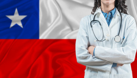 Medical professional on Chile flag. Healthcare and wellness in Chile, Conceptの写真素材