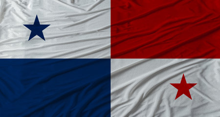 Panamanian flag waving. Flag of Panama with cloth textureの写真素材