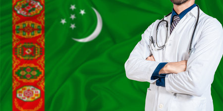 Turkmenistan national health system. Turkmenistan health and medical insurance conceptの写真素材