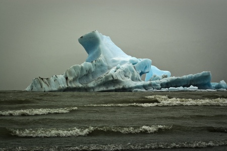 Iceberg under snowstorm at Torres del Paine National Park, Chile