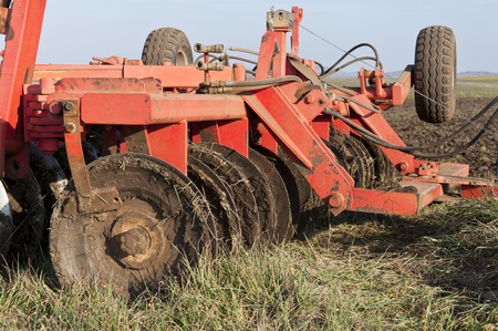 Disk Ripper in the field  Plough is a tool used in farming for initial cultivation of soilの写真素材