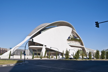View of Palau de les Arts Reina Sofia  Queen Sofia Palace of Arts  at The City of Arts and Sciences...