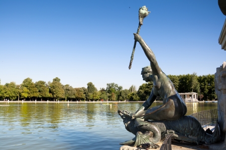 Bronze Siren  It is part of Monument to King Alfonso XII, located in Retiro Park, Madrid, Spain   The monument is 30 meters high, 86 meters long, and 58 meters wide and was designed by Jose Grases Riera, and inaugurated on June 6, 1922 のeditorial素材
