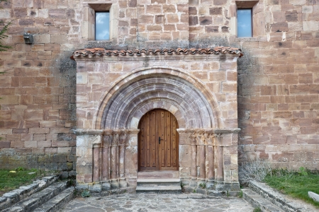 Door of San Millan de Lara Church, Burgos Province, Spain  It was building on 1165 in Romanesque style の写真素材