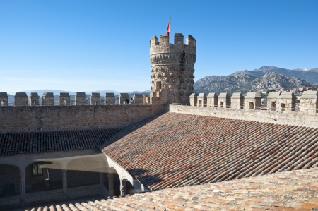 Detail of the New Castle of Manzanares el Real, Madrid Province, Spain  Also known as Castle of los Mendoza, is a palace-fortress erected in the 15th century のeditorial素材