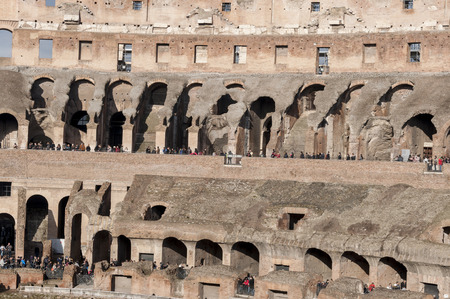 ROME â DECEMBER 28: Tourists visiting the Colosseum on December 28, 2013 in Rome, Italy. It was the largest amphitheatre of the Roman Empire のeditorial素材