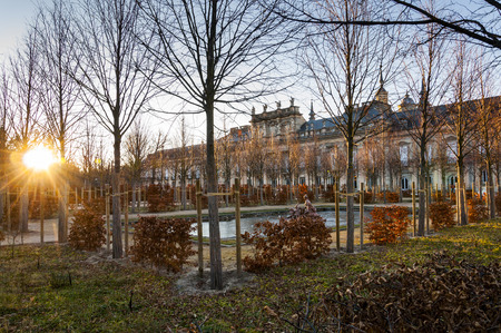 Gardens of the Royal Palace of La Granja de San Ildefonso, Segovia, Spain. It is an 18th-century palace in a restrained baroque style surrounded by extensive gardens in the French manner and sculptural fountainsのeditorial素材
