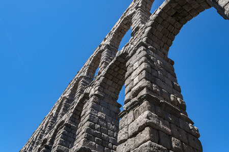 Views of the Aqueduct of Segovia, Spain. It is a roman aqueduct and the date of construction cannot be definitively determinedの写真素材