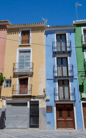 Traditional architecture in Villajoyosa, a touristic village in the province of Alicante, Spainの写真素材