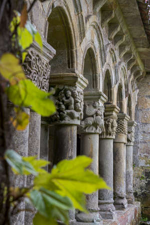 Cloister of the Collegiate church of Santa Juliana, in Santillana del Mar, province of Cantabria,...