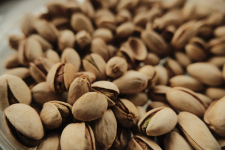 Pistachio nuts background. Selective focus. nature.の写真素材