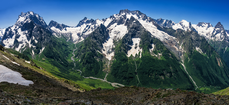 Greater Caucasus.Photo shot from the mountain Mussa-Achitara in Dombayの写真素材