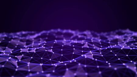 Abstract futuristic background. Big data visualization. Digital dynamic wave. 3D rendering.の写真素材