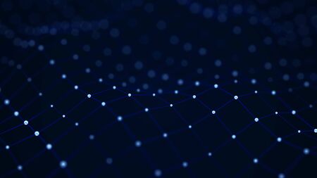 Technology connection background. Big data visualization. Futuristic dynamic wave. 3D rendering.