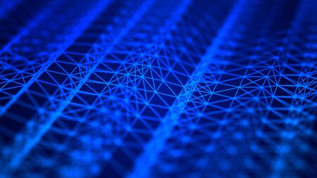 Blue digital background. Network connection structure. 3D rendering.