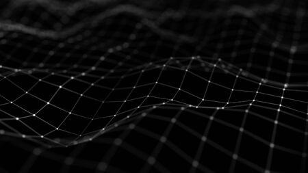 Technology dots background. Big data visualization. Futuristic dynamic wave. 3D rendering.