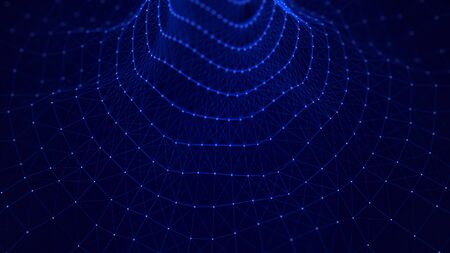 Blue digital background. Network connection structure. 3D rendering.