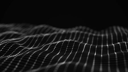 Abstract technology background. Big data visualization. Digital dynamic wave. 3D rendering.の写真素材