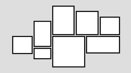 Creative vector Template Collage consisting of 8 frames for a photo of a rectangular shape.