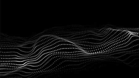 Vector abstract futuristic background. Big data visualization. Dynamic wave of particles.のイラスト素材