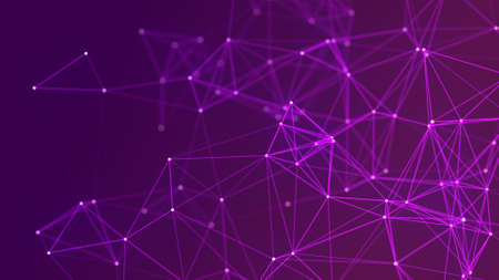 Abstract futuristic dynamic background. Network connection structure with dots and lines. Big data visualization. 3D rendering.の写真素材