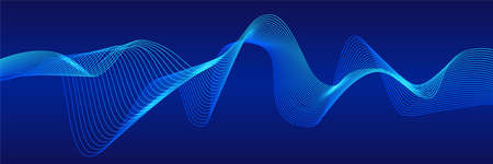 Abstract music wave of many lines. Curve colored lines on white background. Dynamic wavy stripes.