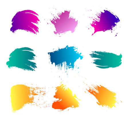 Abstract brush strokes collection. Set of vector color grunge on white.のイラスト素材