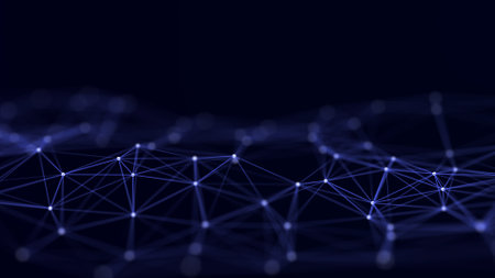 Digital dynamic wave of particles. Abstract futuristic dots background. Big data visualization. 3D...