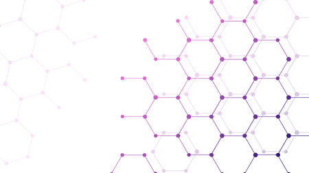 Abstract hexagon modern background. Technology molecular backdrop. Medical geometric wallpaper with place for text. Vector minimal poster or banner for science.のイラスト素材