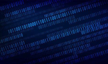 Blue stream of binary code. Digital flow of encoded data. Analysis ...