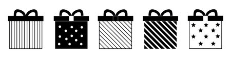 Set of gift box. Present icon on white background.のイラスト素材