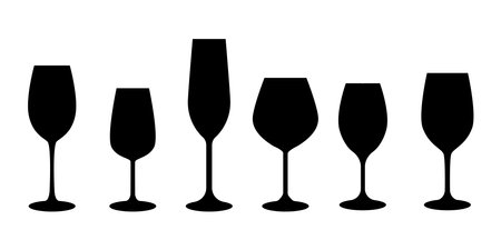 Set of wine glass. Alcohol beverage icons on white background.のイラスト素材