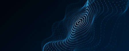 Abstract technology circle wave. Flow of particles. Big data transfer visualization. 3d rendering.