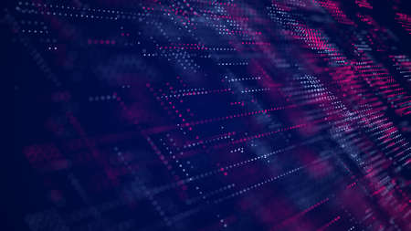Digital blue background of particles. Abstract futuristic illustration. Big data visualization....